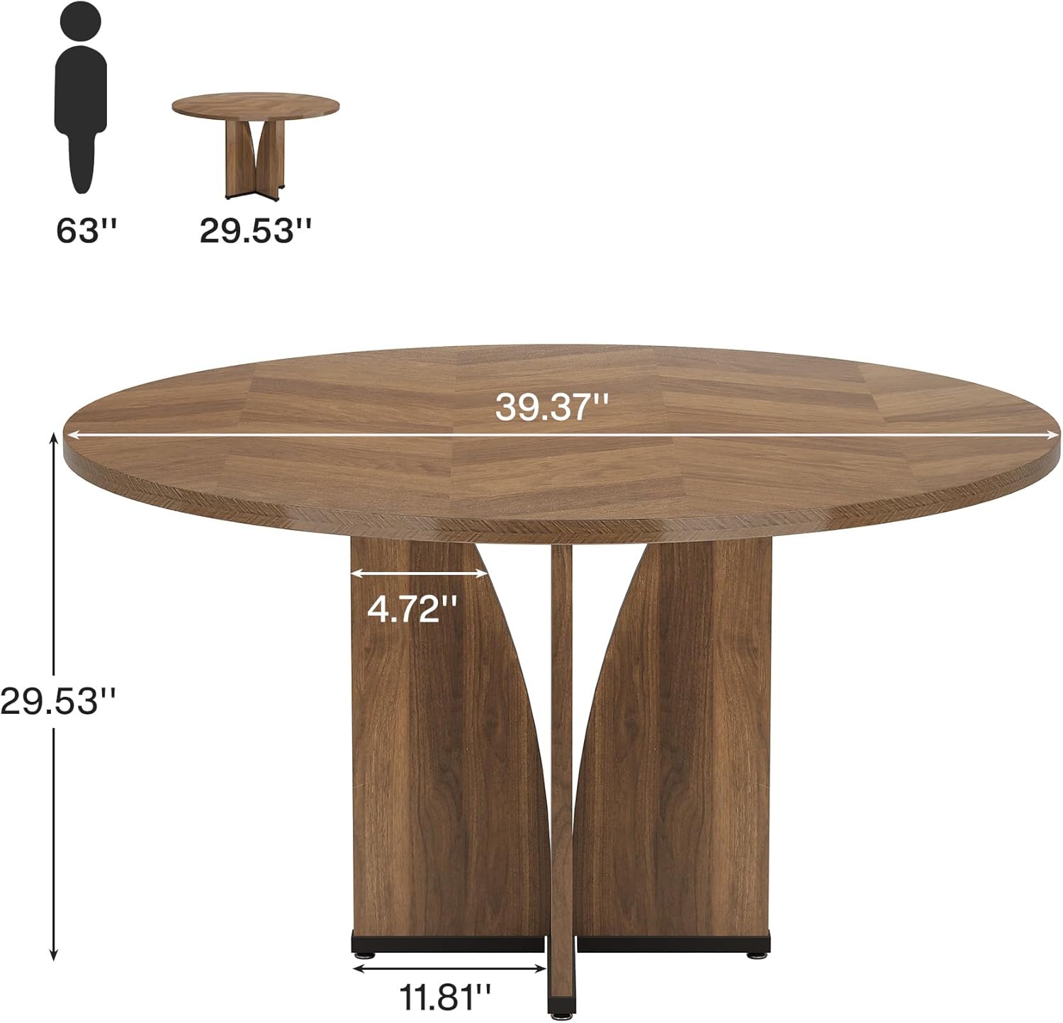 Tribesigns 39" Round Conference Table for 4, Modern Round Meeting Table with Sturdy Base, Small Compact Conference Room Tables for Office, Training, or Negotiation (Brown)