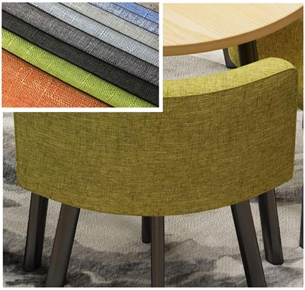 Office Reception Conference Room Round Coffee Table Set W/4 Chairs, Simple Kitchen Dining Table Set Space-Saving Furniture, 1 Table 4 Chairs Meetings Negotiation Desk(Black Cloth)