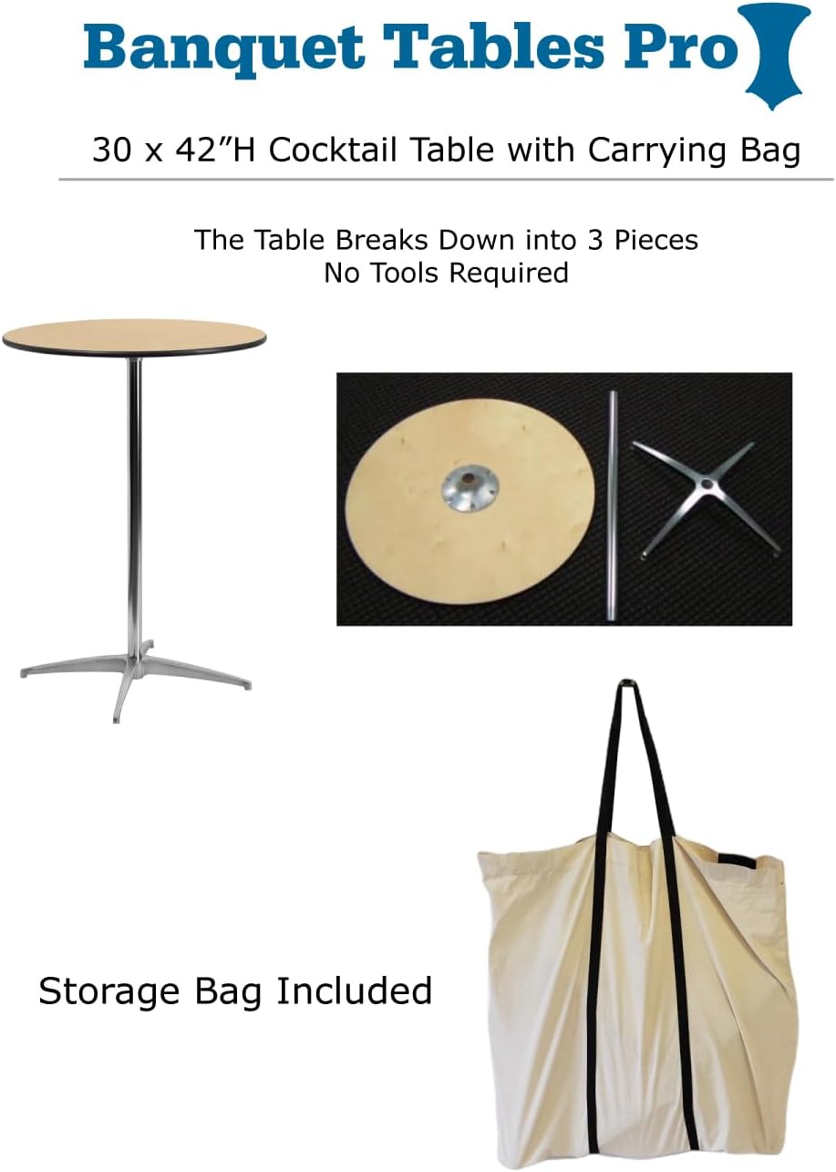 Banquet Tables Pro Cocktail Table in a Bag 30 Inch Round x 42" Cocktail Table with Carrying Bag