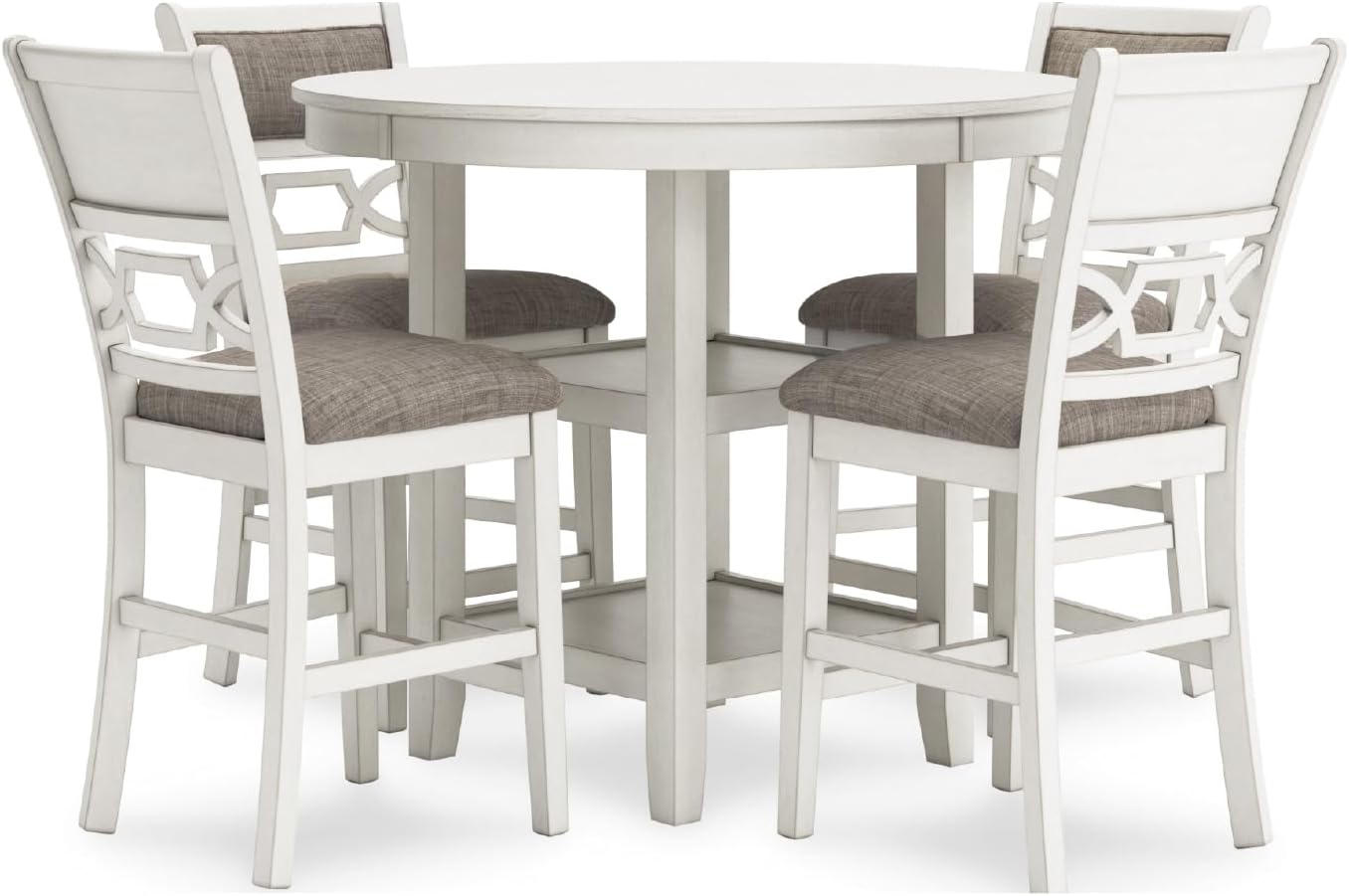 Signature Design by Ashley Bridson 5 Piece Dining Room Set, Includes Table & 4 Ladderback Barstools, Wood, Gray