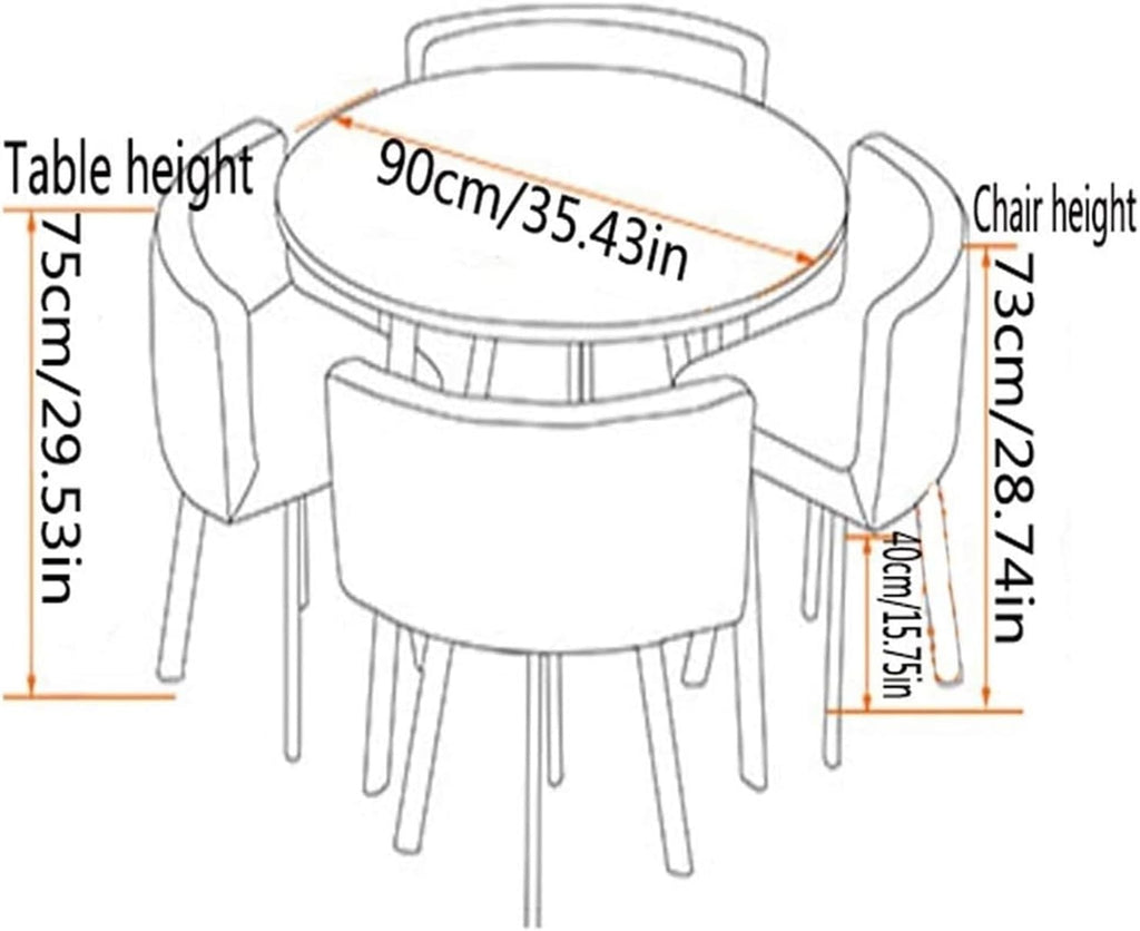 Office Reception Conference Room Round Coffee Table Set W/4 Chairs, Simple Kitchen Dining Table Set Space-Saving Furniture, 1 Table 4 Chairs Meetings Negotiation Desk(Black Cloth)
