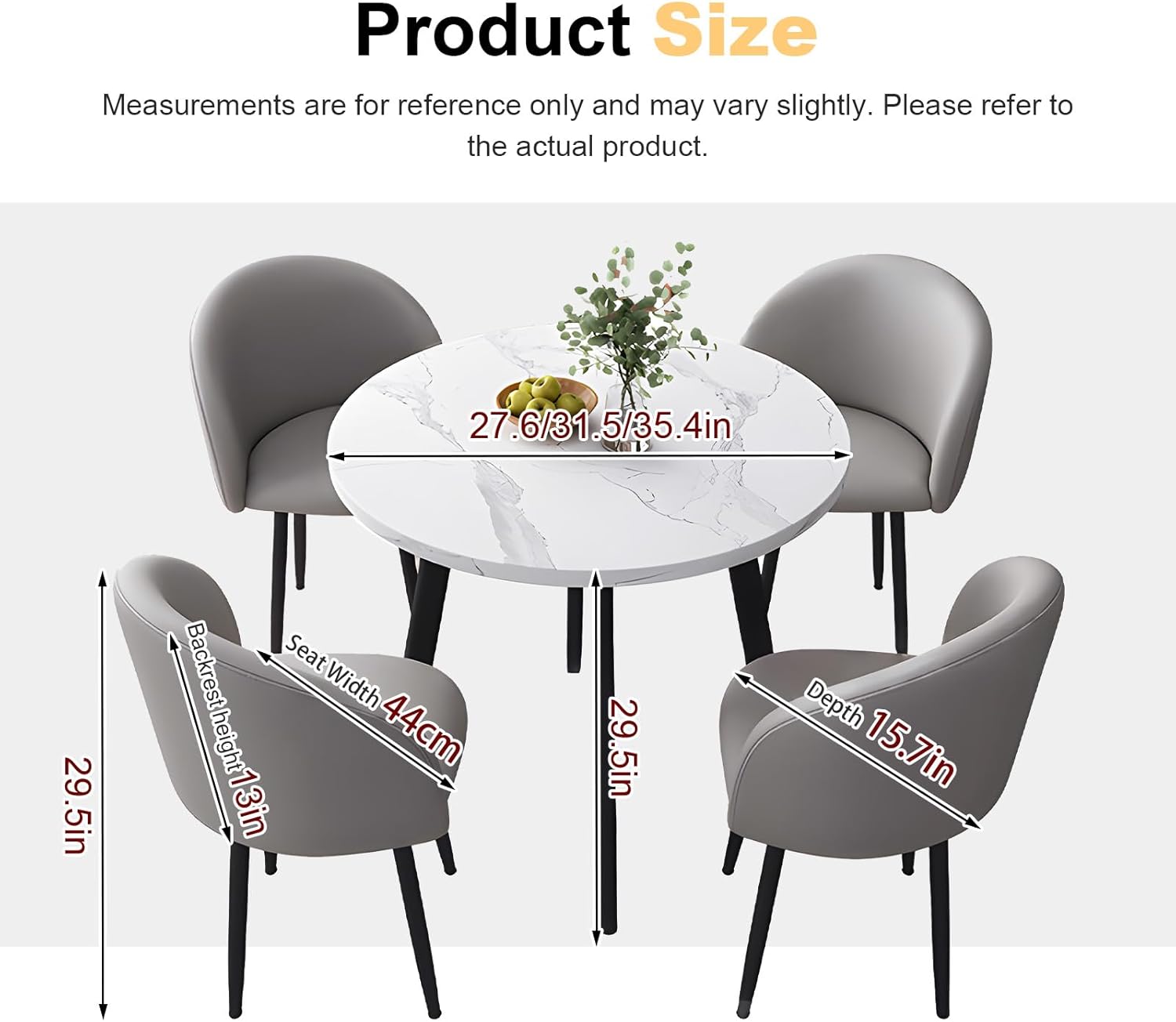 Round Dining Table Set for 4, Office Conference Table and Chair Set, Reception Negotiation, Space-Saving Furniture, Round Kitchen Table and Chairs for Home and Lounge