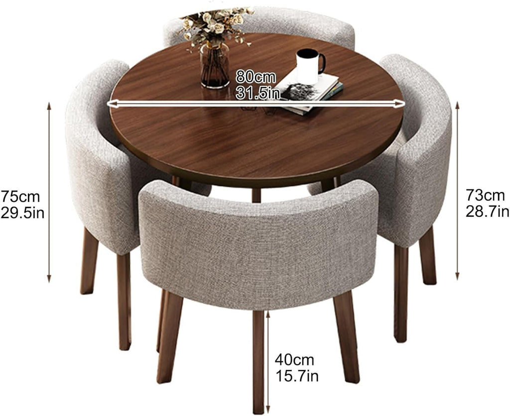 Round Dining Table Set, Reception Negotiation Table, Negotiation Table and Chair Set, Small Conference Table, Coffee Table and Chair Set, for Living Room, Kitchen(Orange)