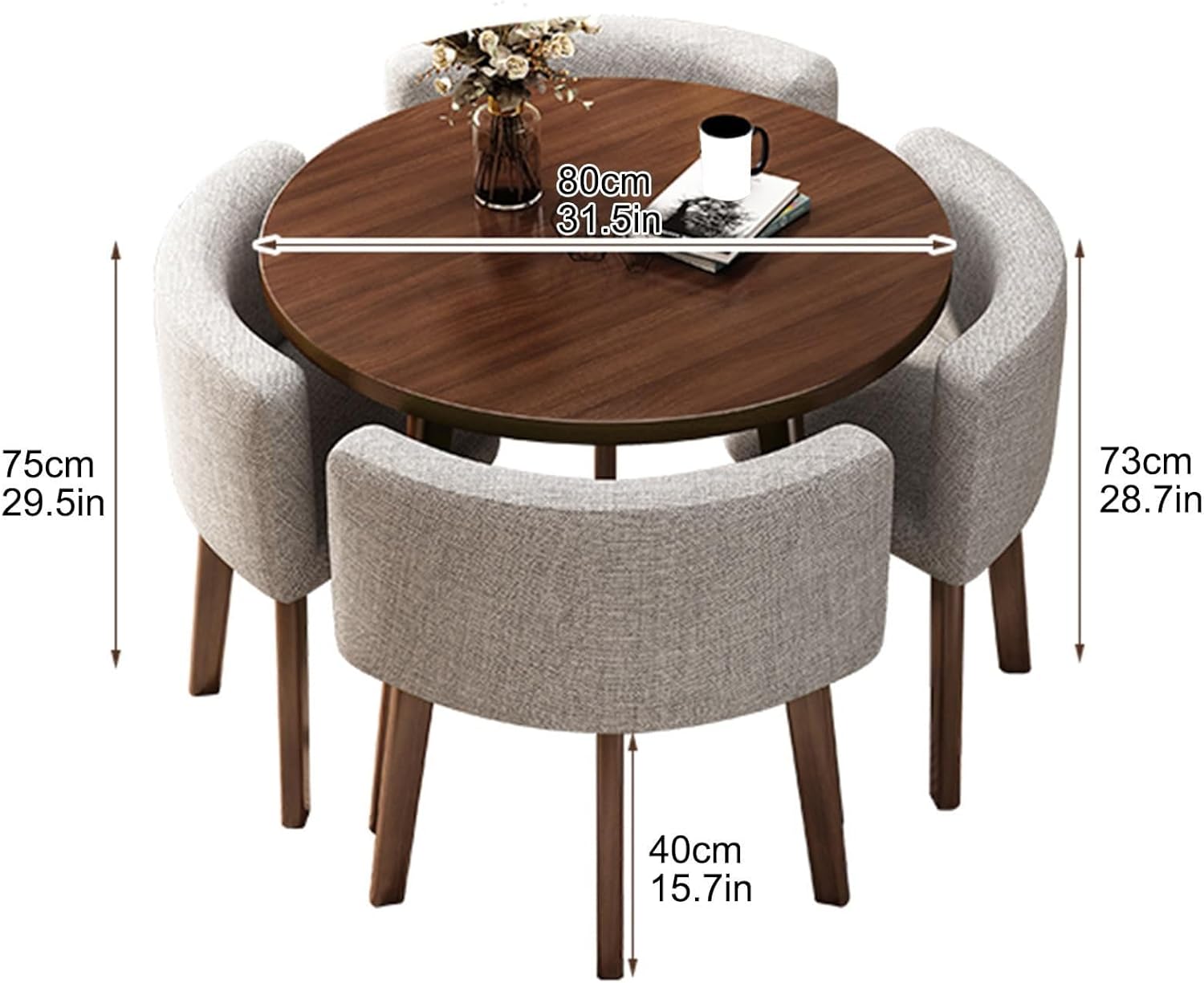 Round Dining Table Set, Reception Negotiation Table, Negotiation Table and Chair Set, Small Conference Table, Coffee Table and Chair Set, for Living Room, Kitchen(Orange)