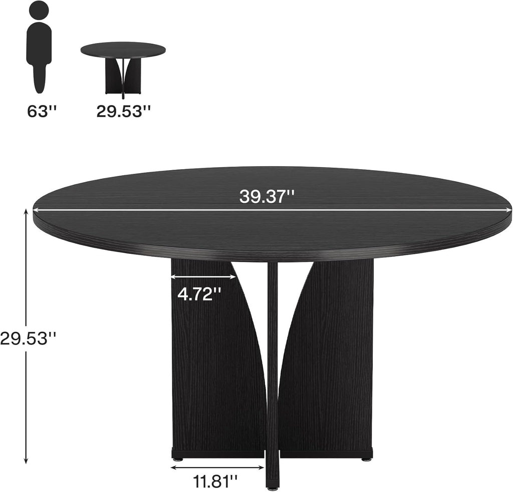 Tribesigns 39" Round Conference Table for 4, Modern Round Meeting Table with Sturdy Base, Small Compact Conference Room Tables for Office, Training, or Negotiation (Black)