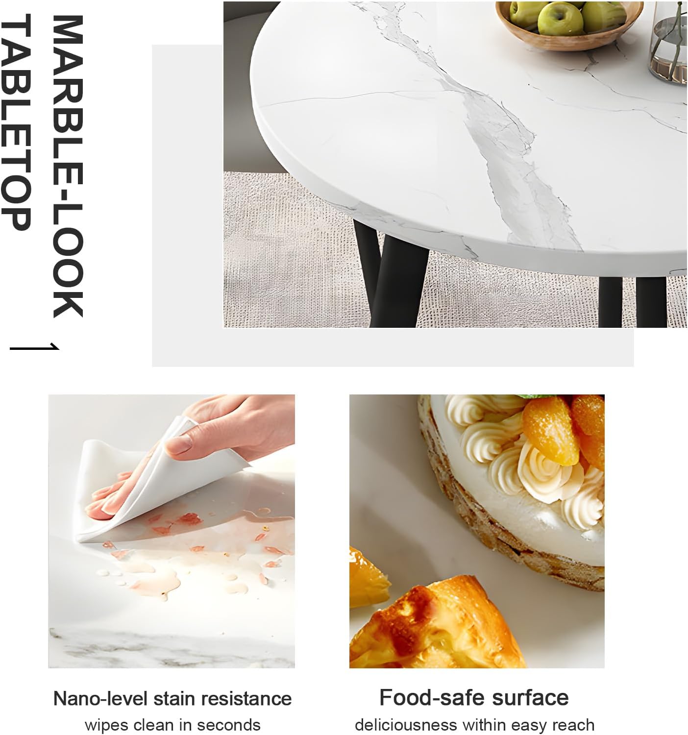 Round Dining Table Set for 4, Office Conference Table and Chair Set, Reception Negotiation, Space-Saving Furniture, Round Kitchen Table and Chairs for Home and Lounge