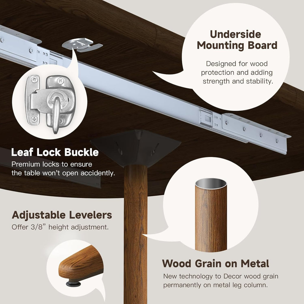 Chromcraft Dining Table for 4 to 6 Person, Extendable Wooden Kitchen Room Dining Table with 18" Extension Leaf, Expandable Table for Kitchen(Chestnut)