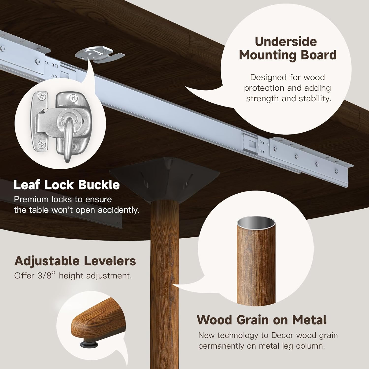 Chromcraft Dining Table for 4 to 6 Person, Extendable Wooden Kitchen Room Dining Table with 18" Extension Leaf, Expandable Table for Kitchen(Chestnut)