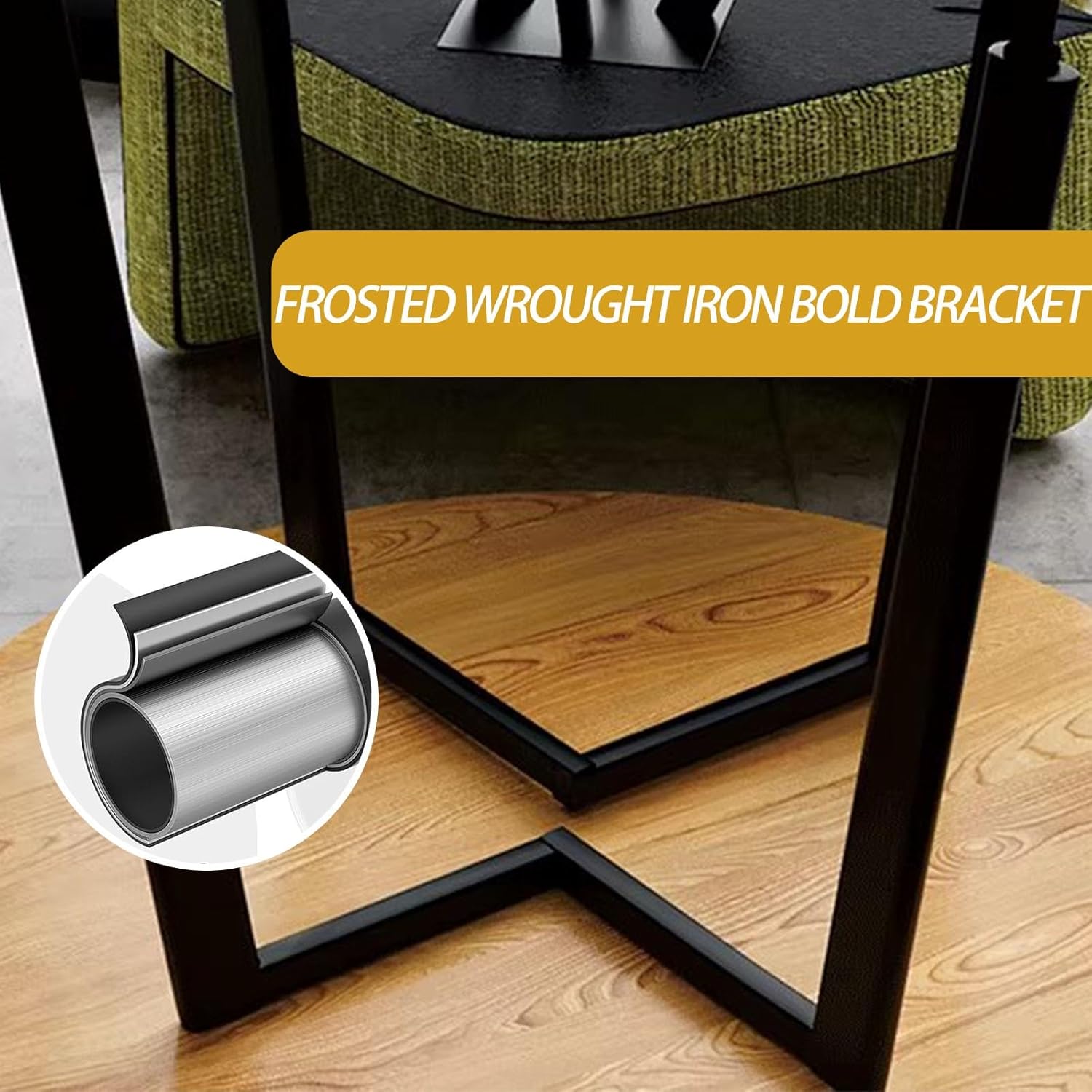 Round Dining Table Set with 4 Chairs, Negotiation Table and Chair Set,Office Reception Room Club Tables for Dining Room,Kitchen,Small Round Tables, Breakfast Bar(Black and Gold,90cm)