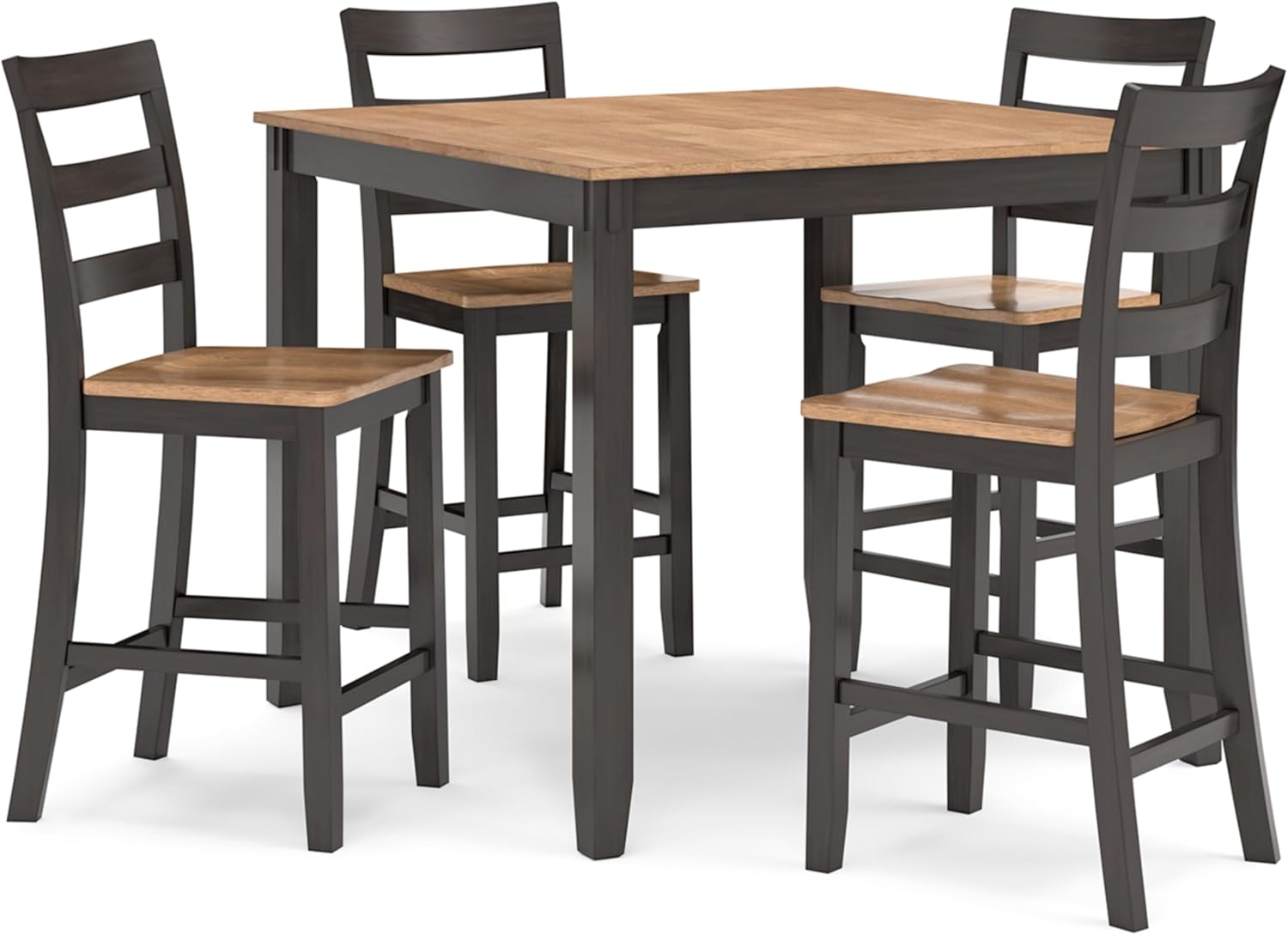 Signature Design by Ashley Gesthaven Casual Counter Height Dining Table and 4 Bar Stools, Set of 5, Light Brown & Dark Brown