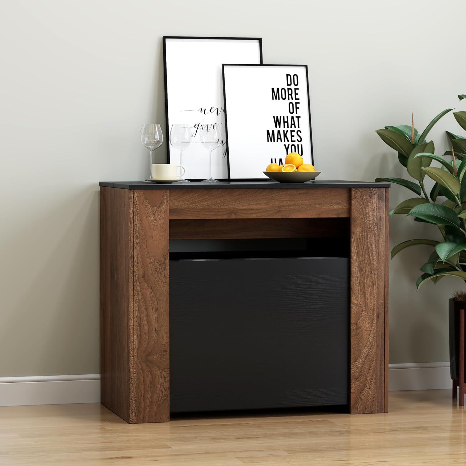 Extendable Dining Table, Transformer Folding Console Table for 10-12 People, Space Saving Dining Room Table for Apartments & Homes, Walnut