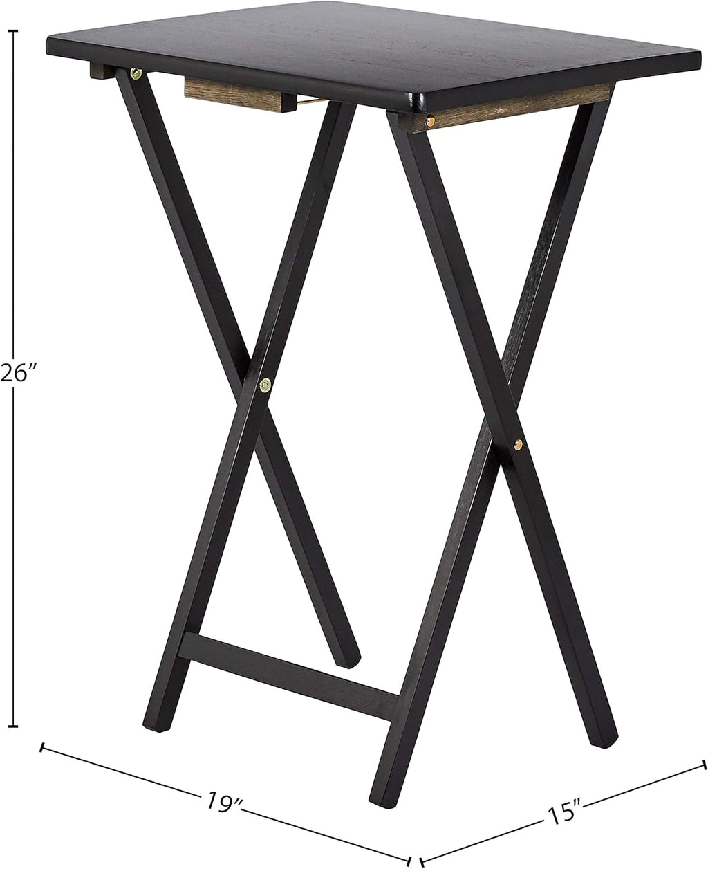 Amazon Basics Portable TV Dinner 4-Pack Rectangular Folding Tray Table with Storage Rack, Black, 15" x 19" x 26"