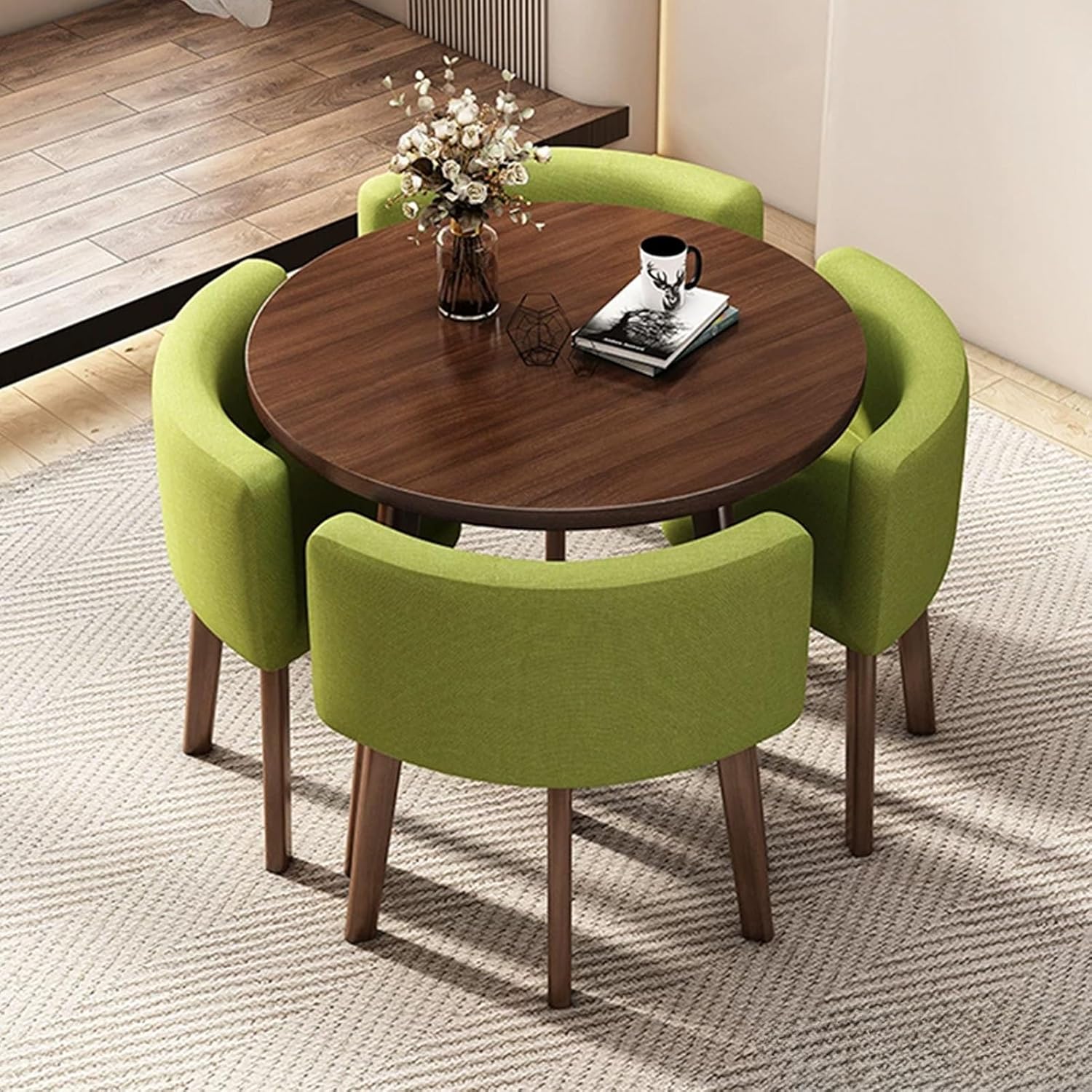 Round Dining Table Set, Reception Negotiation Table, Negotiation Table and Chair Set, Small Conference Table, Coffee Table and Chair Set, for Living Room, Kitchen(Orange)