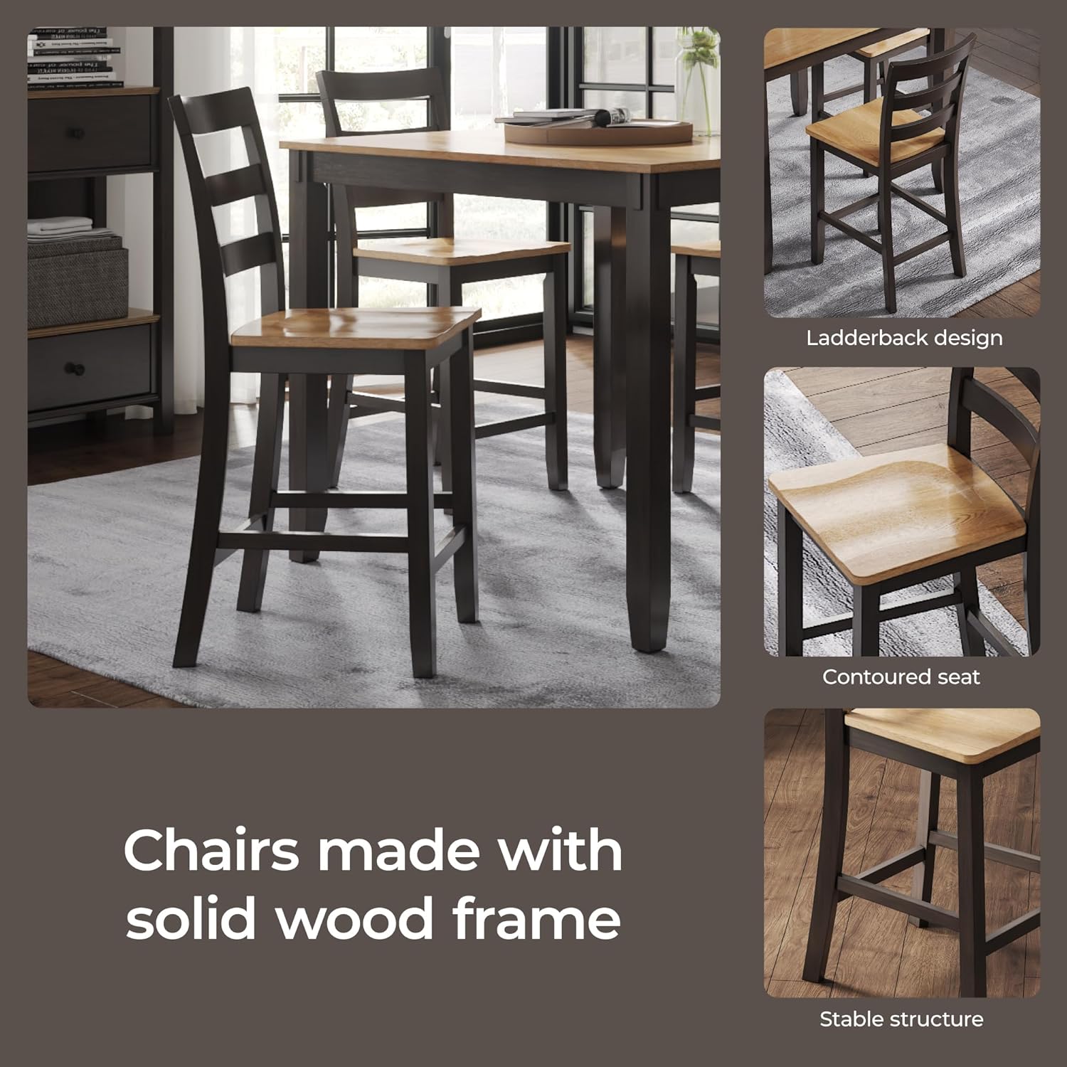 Signature Design by Ashley Gesthaven Casual Counter Height Dining Table and 4 Bar Stools, Set of 5, Light Brown & Dark Brown