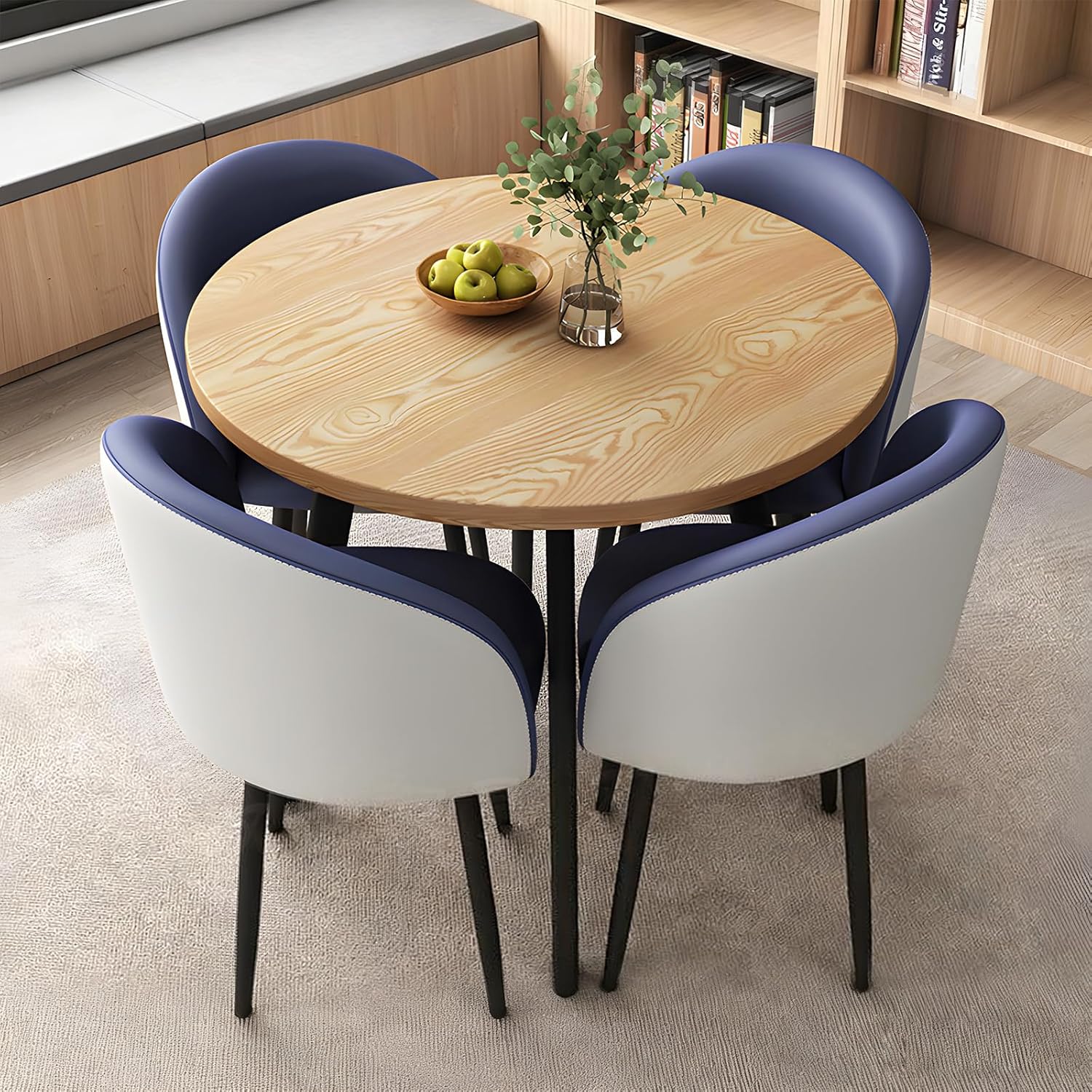 Round Dining Table Set for 4, Office Conference Table and Chair Set, Reception Negotiation, Space-Saving Furniture, Round Kitchen Table and Chairs for Home and Lounge