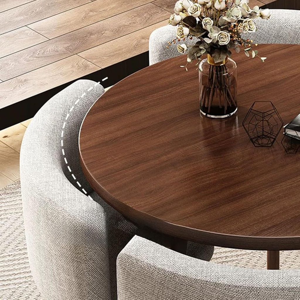 Round Dining Table Set, Reception Negotiation Table, Negotiation Table and Chair Set, Small Conference Table, Coffee Table and Chair Set, for Living Room, Kitchen(Orange)