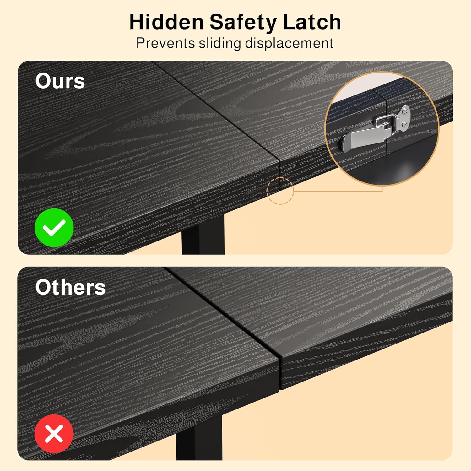 Ahomly 63“ Large Extendable Dining Table Set for 4-6 with 180° Smart-Flip Pivot, Kitchen Table Set with Bench, Dining Room Table with Metal Frame & MDF Board, Perfect for Small Space, Black