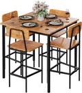 Kitchen Table and Chairs of 4, 5 Piece Dining Table Set, Sturdy Industrial Space Saving Dinette Set for Pub, Family Dinners, Apartment, Gray