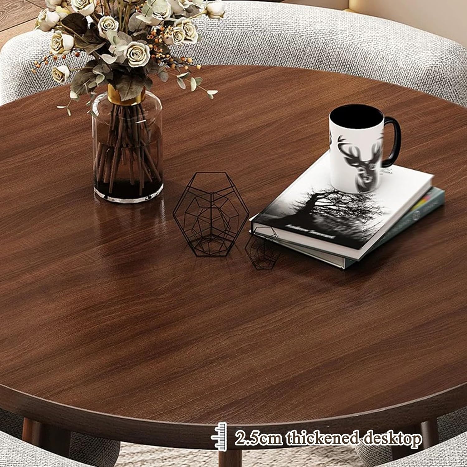 Round Dining Table Set, Reception Negotiation Table, Negotiation Table and Chair Set, Small Conference Table, Coffee Table and Chair Set, for Living Room, Kitchen(Orange)