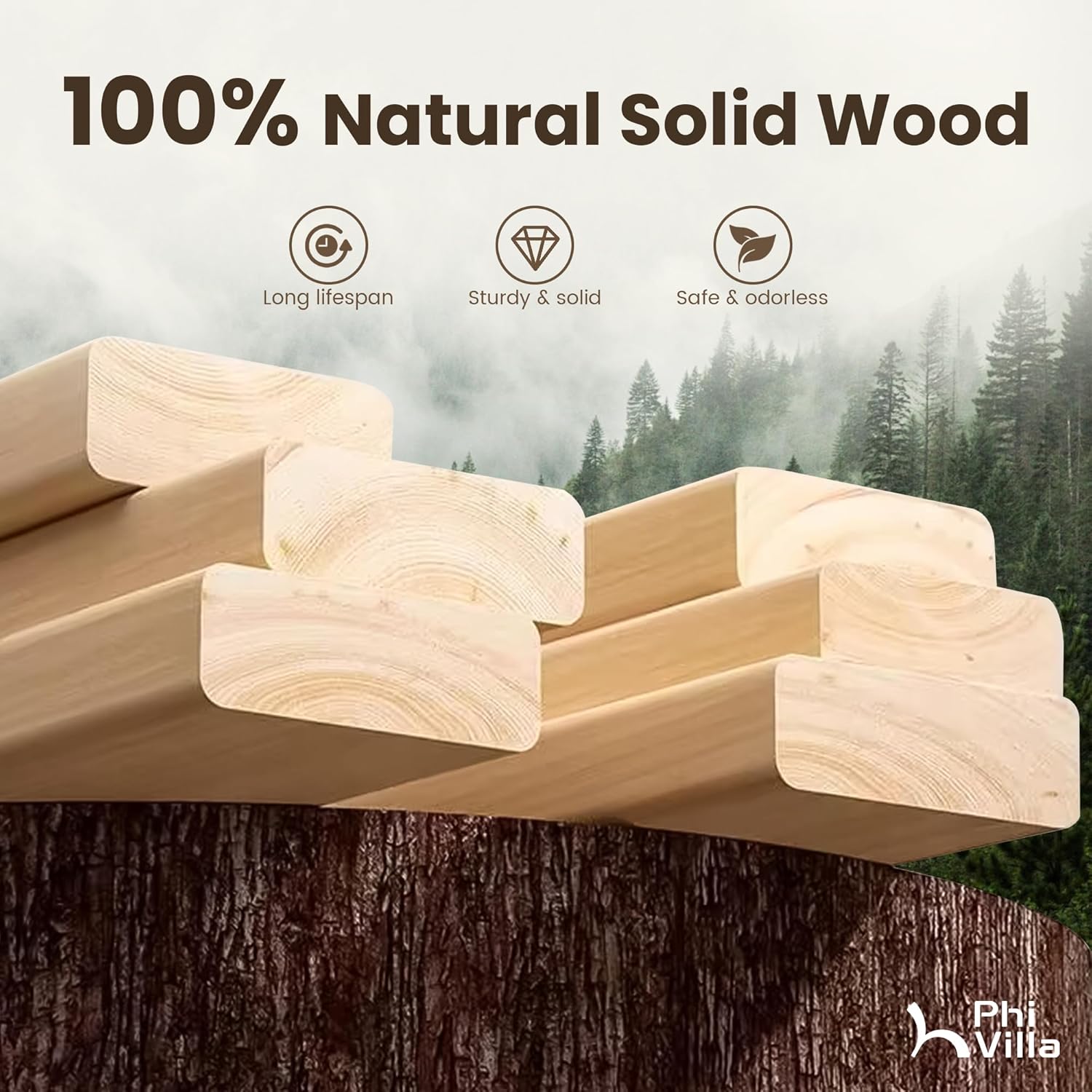 PHI VILLA Kitchen Table with Bench and Chairs, Counter Height Table and Chairs, Solid Wood Small Dining Table Set for 4, High Top Kitchen Table Chairs Set of 4, Walnut with Black