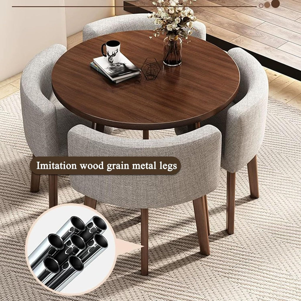 Round Dining Table Set, Reception Negotiation Table, Negotiation Table and Chair Set, Small Conference Table, Coffee Table and Chair Set, for Living Room, Kitchen(Orange)