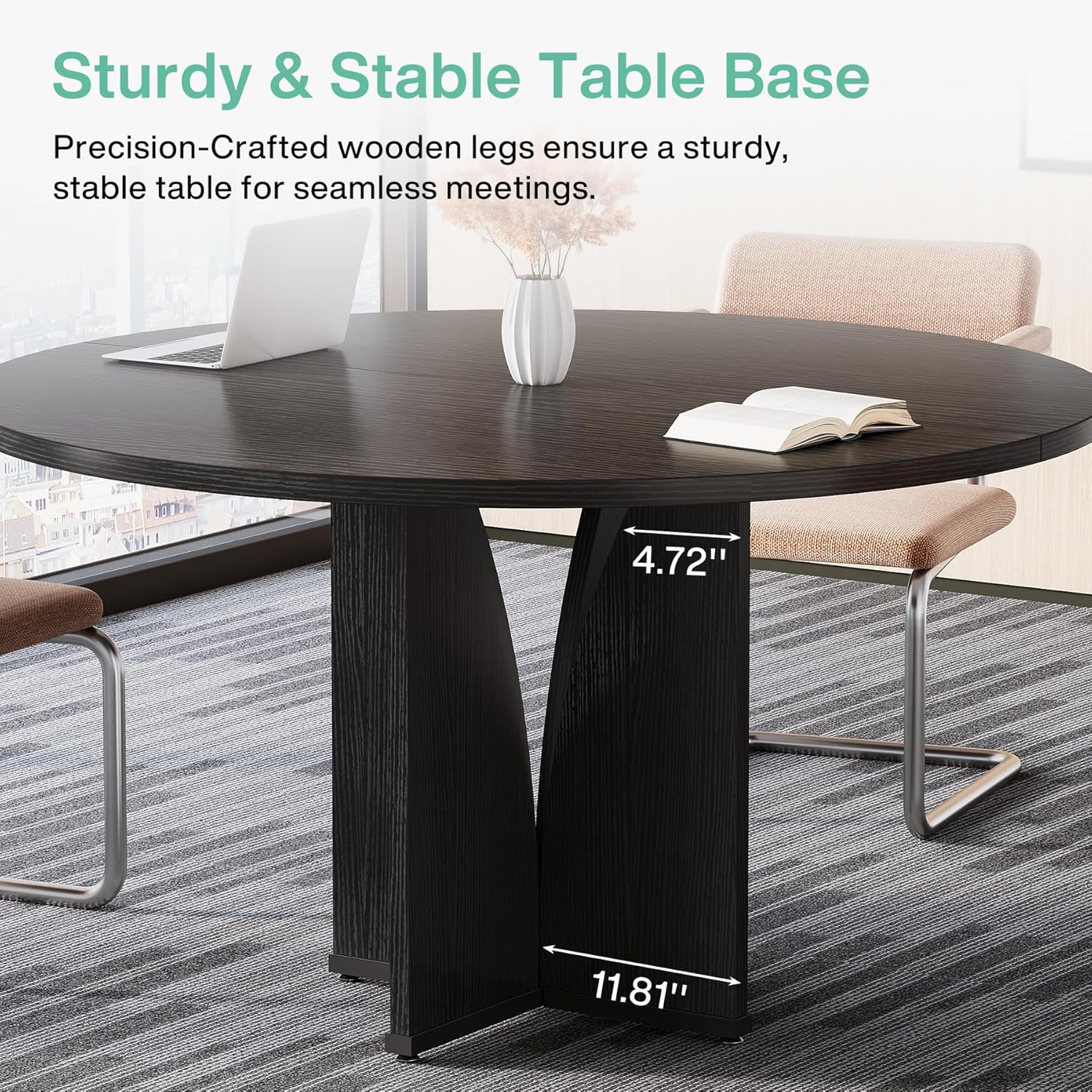Tribesigns 39" Round Conference Table for 4, Round Office Table for Training & Seminar, Conference Room Table for Negotiation, Multi-Purpose Business Tables for Conference Room (Black)