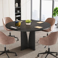 Tribesigns 39" Round Conference Table for 4, Modern Round Meeting Table with Sturdy Base, Small Compact Conference Room Tables for Office, Training, or Negotiation (Black)